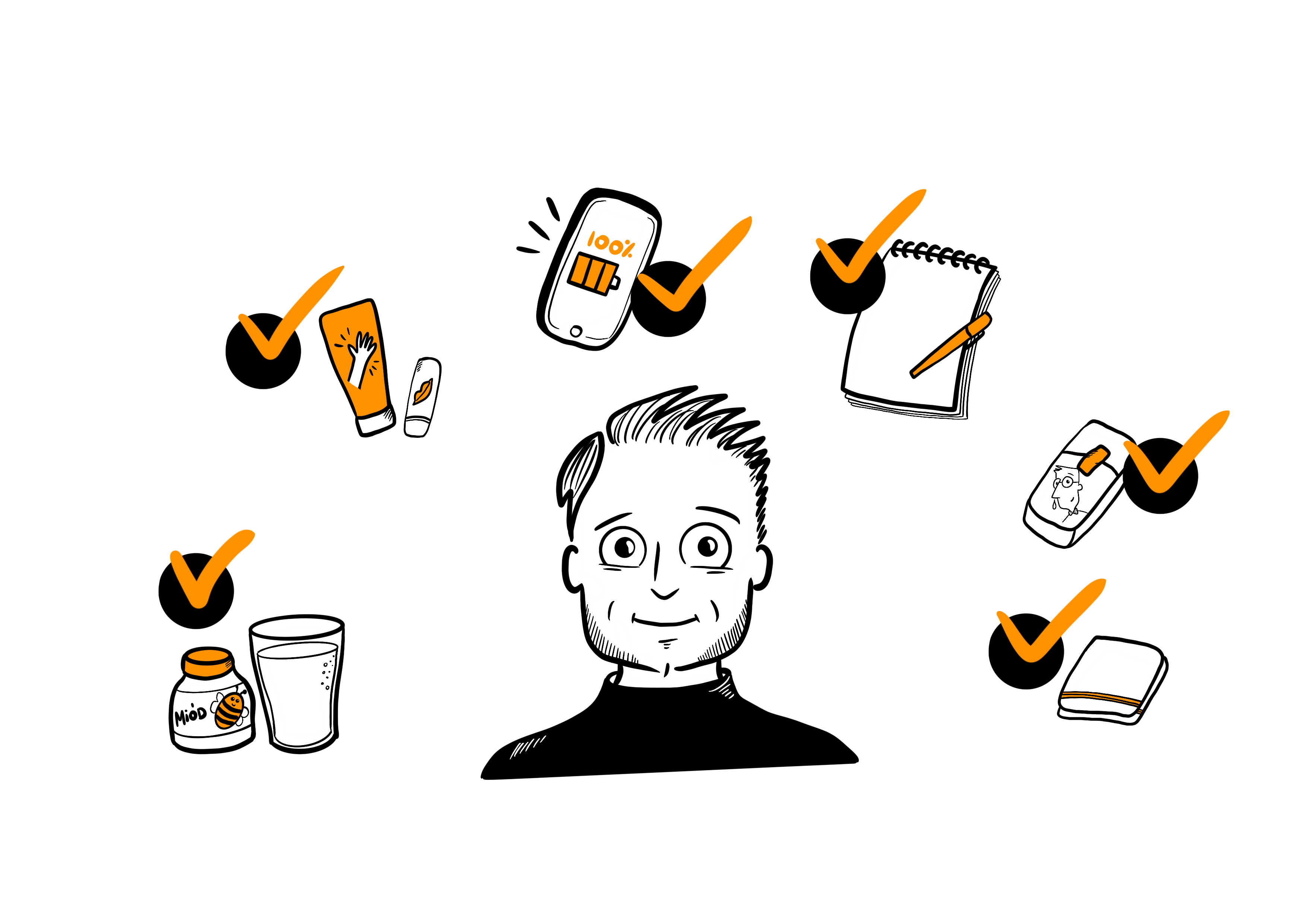 Ilustracja checklist przygotowania do wystąpienia publicznego - niezbędne rzeczy przed prezentacją