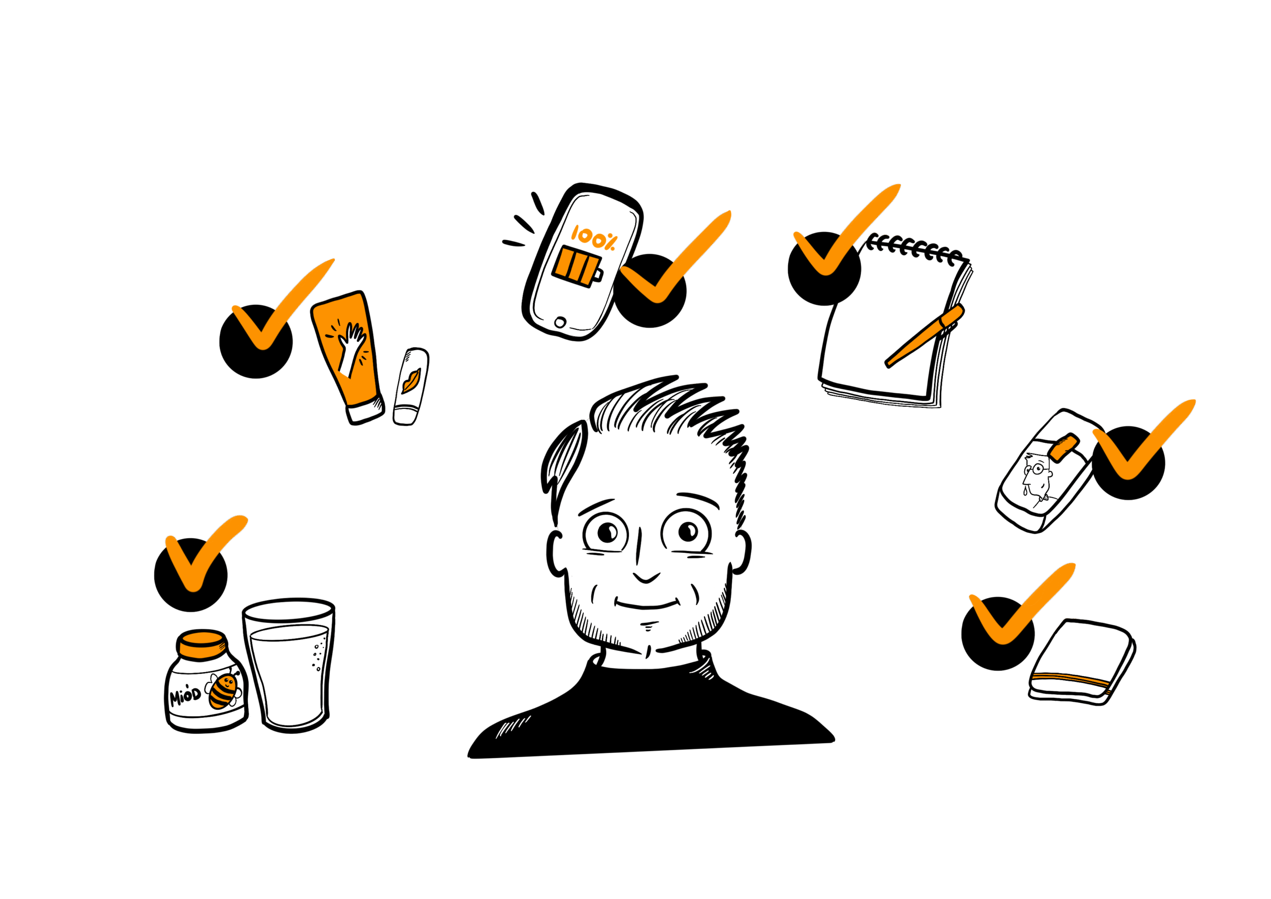 Ilustracja checklist przygotowania do wystąpienia publicznego - niezbędne rzeczy przed prezentacją